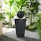 Glitzhome® Modern LED Black Geometric Pedestal & Sphere Outdoor Floor Fountain